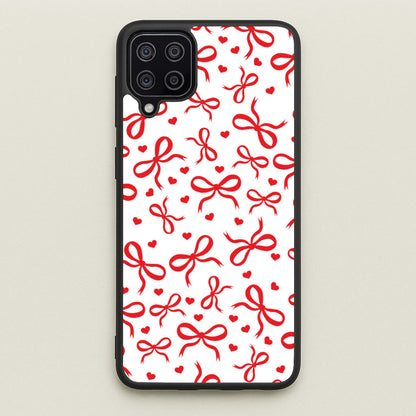Coquette Bows And Hearts Red  - Clean Girl Aesthetic Phone Case for Galaxy A12