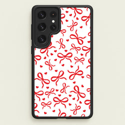 Coquette Bows And Hearts Red  - Clean Girl Aesthetic Phone Case for Galaxy S22 Ultra