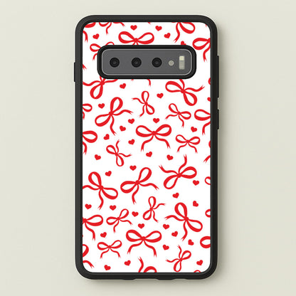 Coquette Bows And Hearts Red  - Clean Girl Aesthetic Phone Case for Galaxy S10 Plus