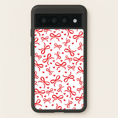 Coquette Bows And Hearts Red  - Clean Girl Aesthetic Phone Case for Google Pixel 7 Pro