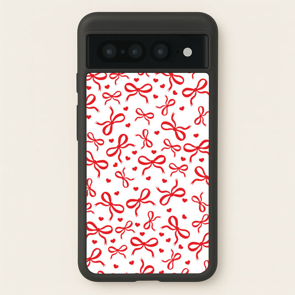 Coquette Bows And Hearts Red  - Clean Girl Aesthetic Phone Case for Google Pixel 7 Pro