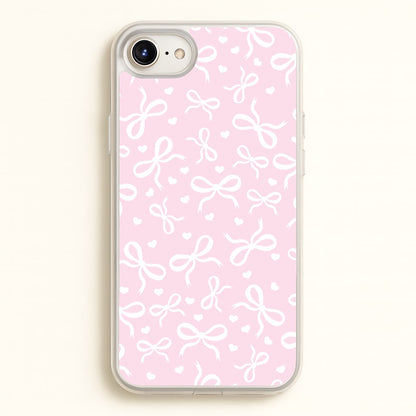 Coquette Bows And Hearts Baby Pink  - Clean Girl Aesthetic Phone Case for iPhone 6 / 7 / 8 / SE