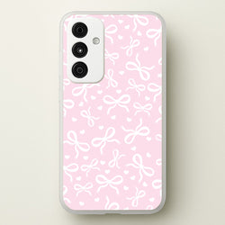 Coquette Bows And Hearts Baby Pink  - Clean Girl Aesthetic Phone Case for Galaxy A55