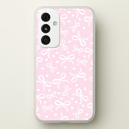 Coquette Bows And Hearts Baby Pink  - Clean Girl Aesthetic Phone Case for Galaxy A55