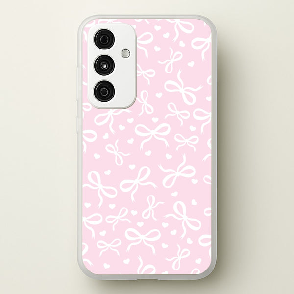 Coquette Bows And Hearts Baby Pink  - Clean Girl Aesthetic Phone Case for Galaxy A55