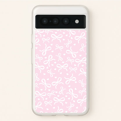Coquette Bows And Hearts Baby Pink  - Clean Girl Aesthetic Phone Case for Google Pixel 7 Pro