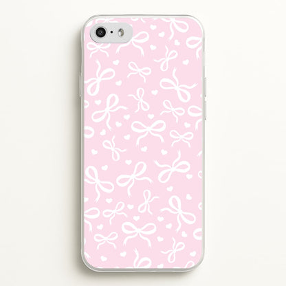 Coquette Bows And Hearts Baby Pink  - Clean Girl Aesthetic Phone Case for iPhone 5 / 5s / SE 2016