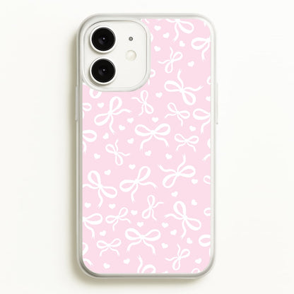 Coquette Bows And Hearts Baby Pink  - Clean Girl Aesthetic Phone Case for iPhone 11