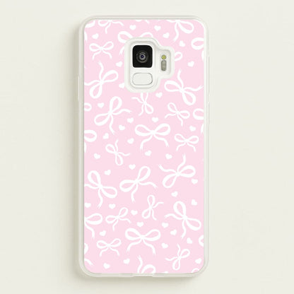 Coquette Bows And Hearts Baby Pink  - Clean Girl Aesthetic Phone Case for Galaxy S9