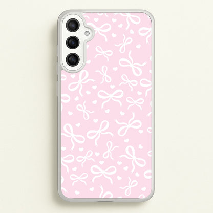Coquette Bows And Hearts Baby Pink  - Clean Girl Aesthetic Phone Case for Galaxy A36