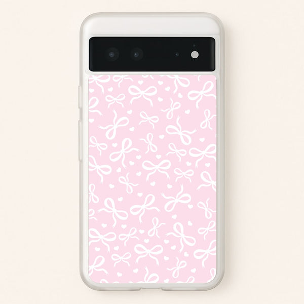 Coquette Bows And Hearts Baby Pink  - Clean Girl Aesthetic Phone Case for Google Pixel 6