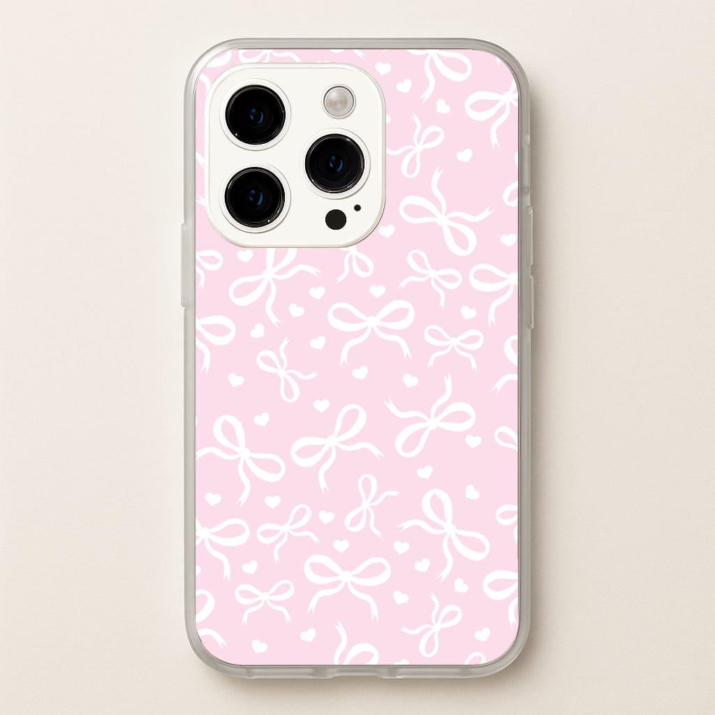 Coquette Bows And Hearts Baby Pink  - Clean Girl Aesthetic Phone Case for iPhone 15 Pro Max