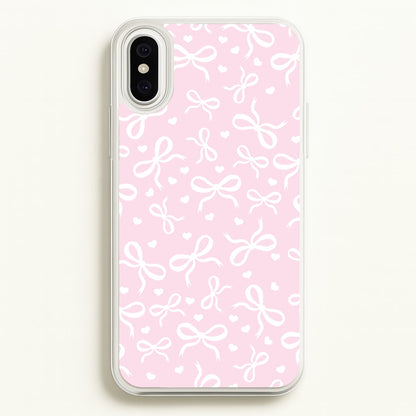 Coquette Bows And Hearts Baby Pink  - Clean Girl Aesthetic Phone Case for iPhone XS Max