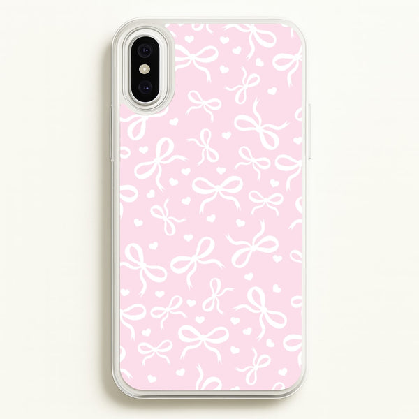 Coquette Bows And Hearts Baby Pink  - Clean Girl Aesthetic Phone Case for iPhone XS Max