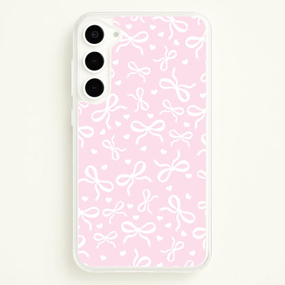 Coquette Bows And Hearts Baby Pink  - Clean Girl Aesthetic Phone Case for Galaxy S23