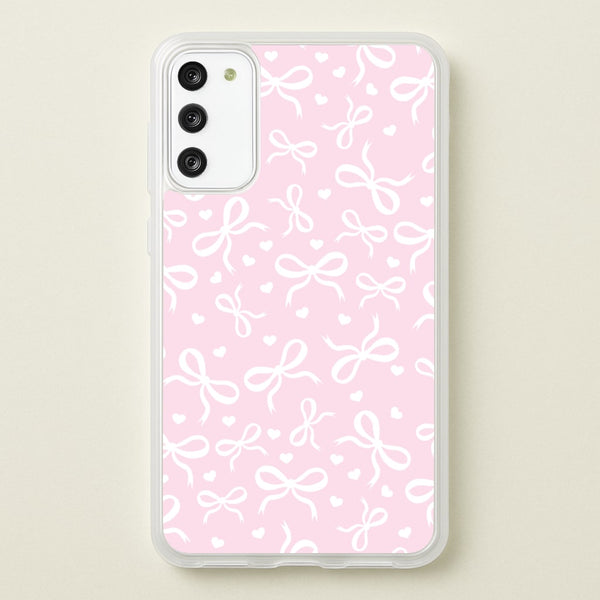 Coquette Bows And Hearts Baby Pink  - Clean Girl Aesthetic Phone Case for Galaxy S20FE