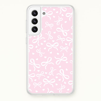 Coquette Bows And Hearts Baby Pink  - Clean Girl Aesthetic Phone Case for Galaxy S21