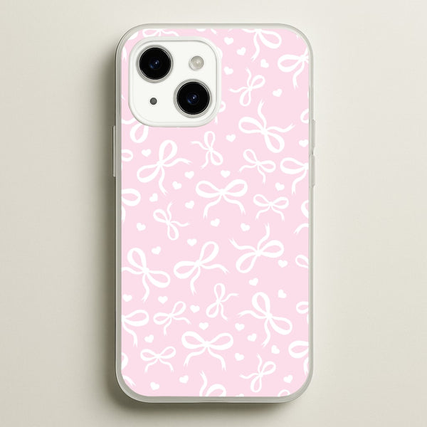 Coquette Bows And Hearts Baby Pink  - Clean Girl Aesthetic Phone Case for iPhone 15