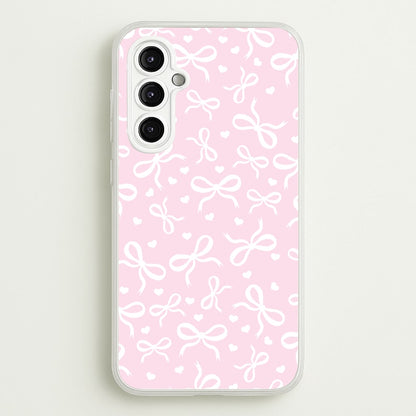 Coquette Bows And Hearts Baby Pink  - Clean Girl Aesthetic Phone Case for Galaxy A14