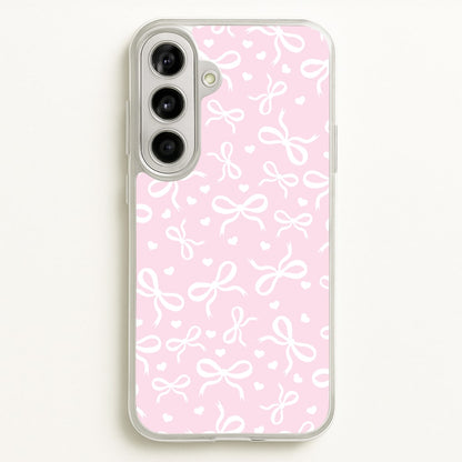 Coquette Bows And Hearts Baby Pink  - Clean Girl Aesthetic Phone Case for Galaxy A56