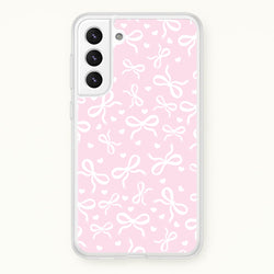 Coquette Bows And Hearts Baby Pink  - Clean Girl Aesthetic Phone Case for Galaxy S22