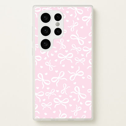Coquette Bows And Hearts Baby Pink  - Clean Girl Aesthetic Phone Case for Galaxy S24 Ultra