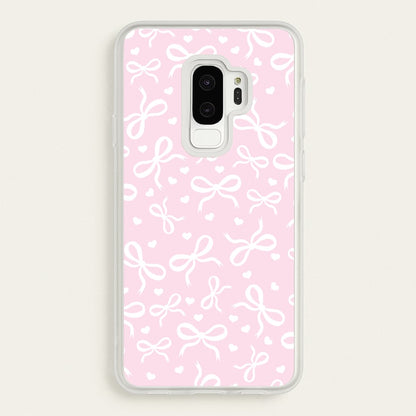 Coquette Bows And Hearts Baby Pink  - Clean Girl Aesthetic Phone Case for Galaxy S9 Plus