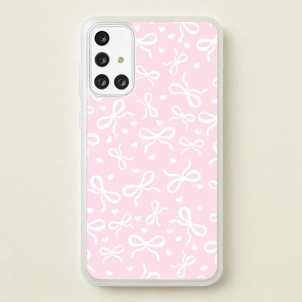 Coquette Bows And Hearts Baby Pink  - Clean Girl Aesthetic Phone Case for Galaxy A71