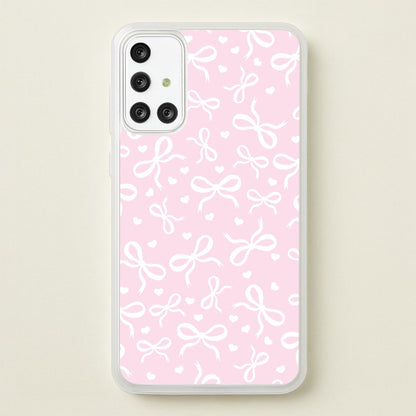 Coquette Bows And Hearts Baby Pink  - Clean Girl Aesthetic Phone Case for Galaxy A71
