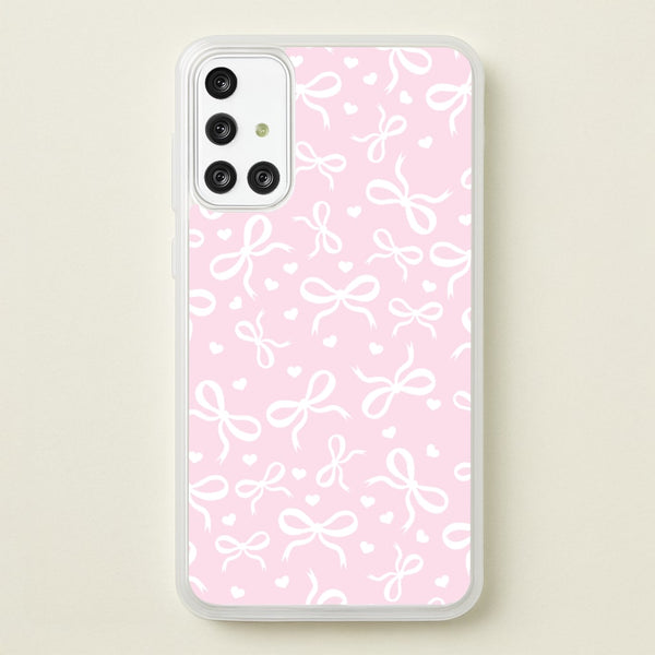 Coquette Bows And Hearts Baby Pink  - Clean Girl Aesthetic Phone Case for Galaxy A71