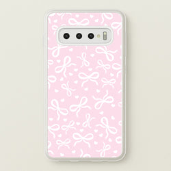 Coquette Bows And Hearts Baby Pink  - Clean Girl Aesthetic Phone Case for Galaxy S10 Plus