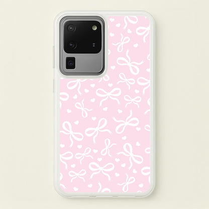 Coquette Bows And Hearts Baby Pink  - Clean Girl Aesthetic Phone Case for Galaxy S20 Ultra