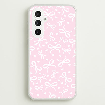 Coquette Bows And Hearts Baby Pink  - Clean Girl Aesthetic Phone Case for Galaxy S23FE
