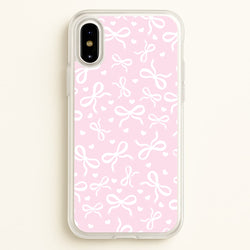 Coquette Bows And Hearts Baby Pink  - Clean Girl Aesthetic Phone Case for iPhone X / XS