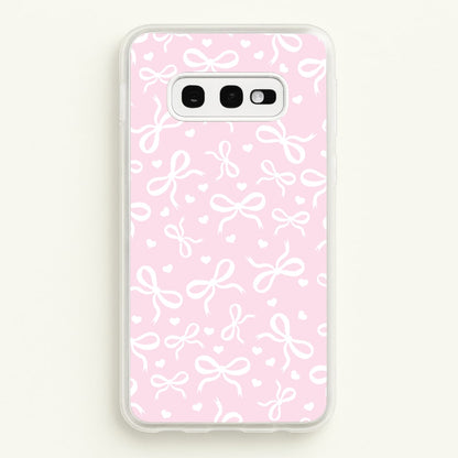 Coquette Bows And Hearts Baby Pink  - Clean Girl Aesthetic Phone Case for Galaxy S10e