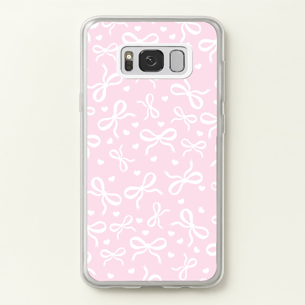 Coquette Bows And Hearts Baby Pink  - Clean Girl Aesthetic Phone Case for Galaxy S8