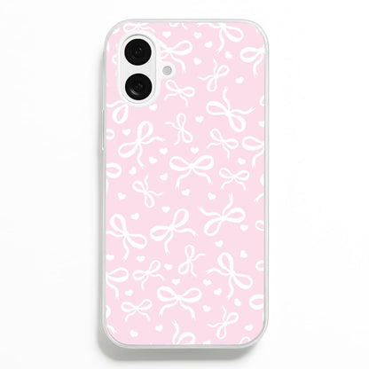 Coquette Bows And Hearts Baby Pink  - Clean Girl Aesthetic Phone Case for iPhone 16 Plus