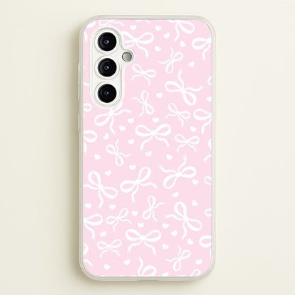 Coquette Bows And Hearts Baby Pink  - Clean Girl Aesthetic Phone Case for Galaxy A54