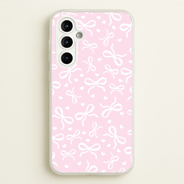 Coquette Bows And Hearts Baby Pink  - Clean Girl Aesthetic Phone Case for Galaxy A54