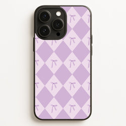 Purple Argyle Coquette Pattern  - Clean Girl Aesthetic Phone Case for iPhone 16 Pro Max