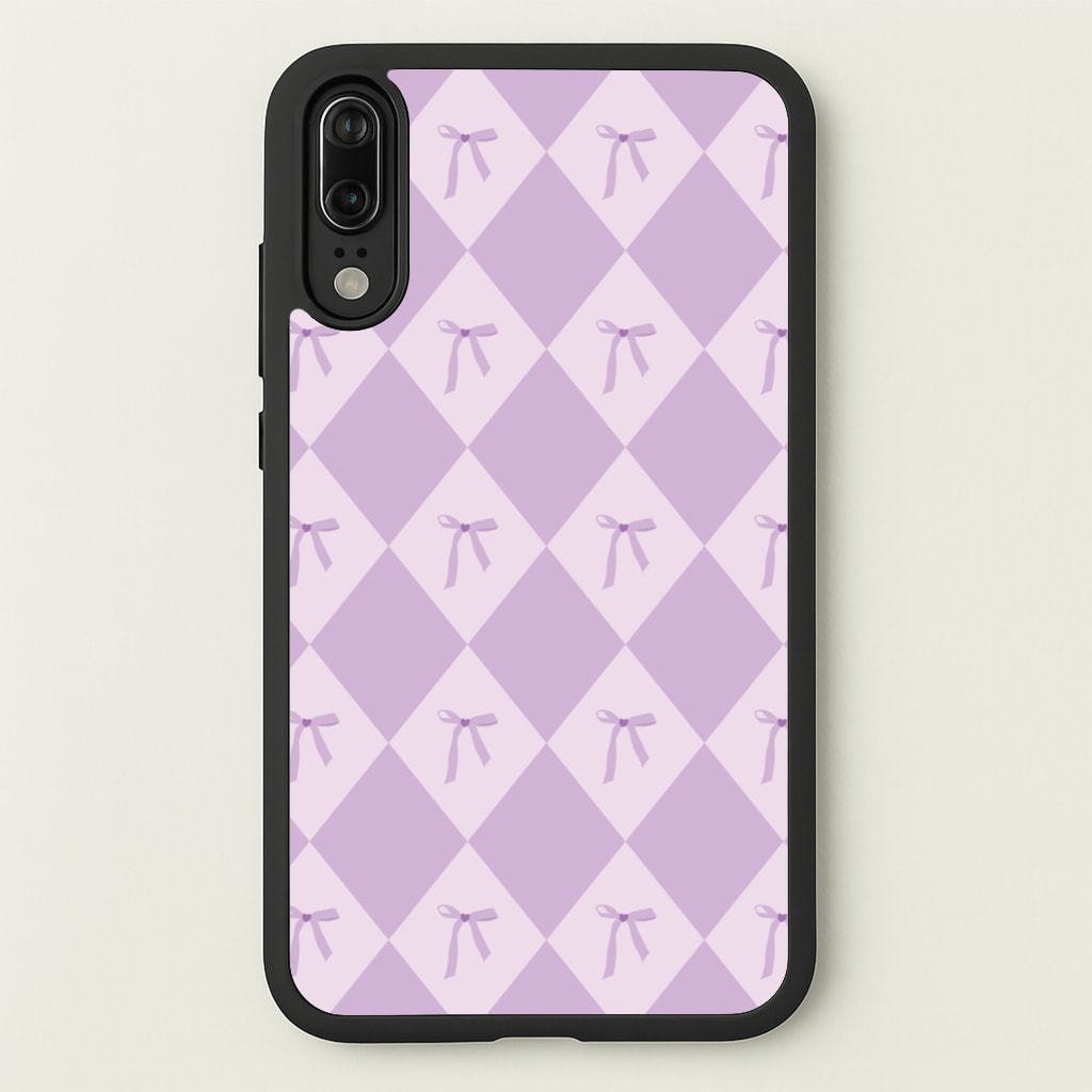 Purple Argyle Coquette Pattern  - Clean Girl Aesthetic Phone Case for Huawei P20