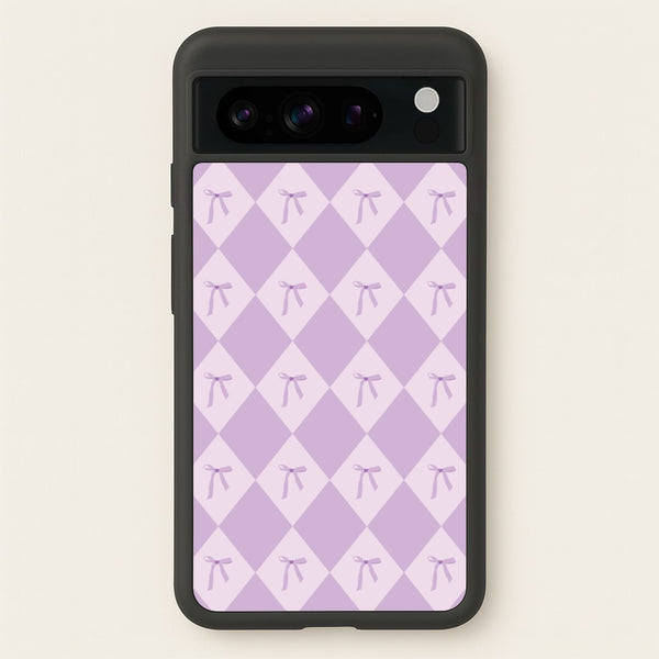 Purple Argyle Coquette Pattern  - Clean Girl Aesthetic Phone Case for Google Pixel 8 Pro