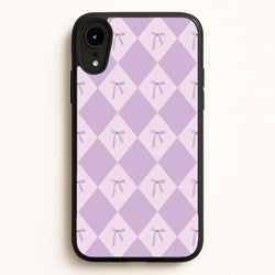 Purple Argyle Coquette Pattern  - Clean Girl Aesthetic Phone Case for iPhone XR