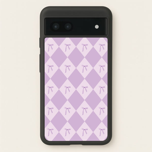 Purple Argyle Coquette Pattern  - Clean Girl Aesthetic Phone Case for Google Pixel 7a