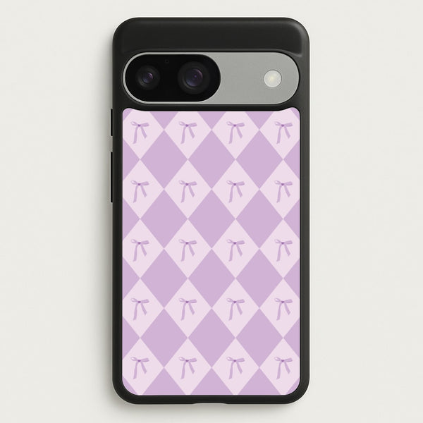 Purple Argyle Coquette Pattern  - Clean Girl Aesthetic Phone Case for Google Pixel 9 / 9 Pro