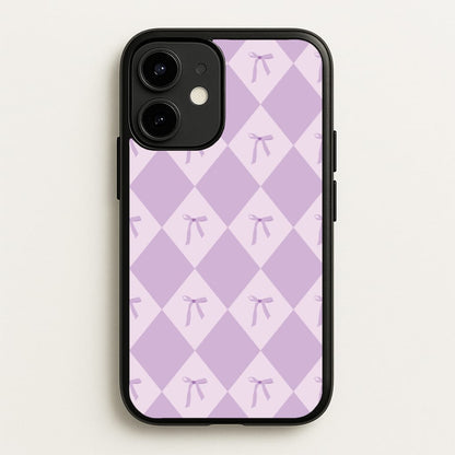 Purple Argyle Coquette Pattern  - Clean Girl Aesthetic Phone Case for iPhone 12 Mini