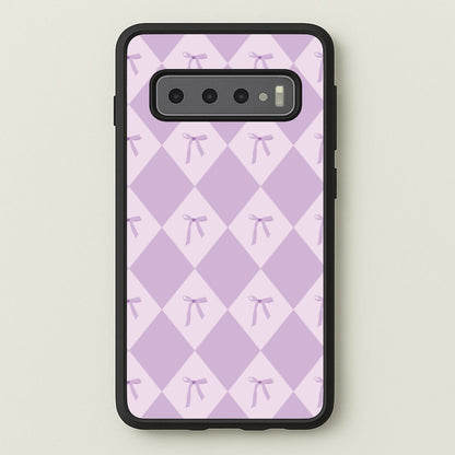 Purple Argyle Coquette Pattern  - Clean Girl Aesthetic Phone Case for Galaxy S10