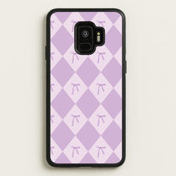 Purple Argyle Coquette Pattern  - Clean Girl Aesthetic Phone Case for Galaxy S9