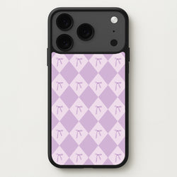 Purple Argyle Coquette Pattern Phone Case for iPhone 17 Pro