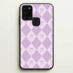 Purple Argyle Coquette Pattern  - Clean Girl Aesthetic Phone Case for Galaxy A21s